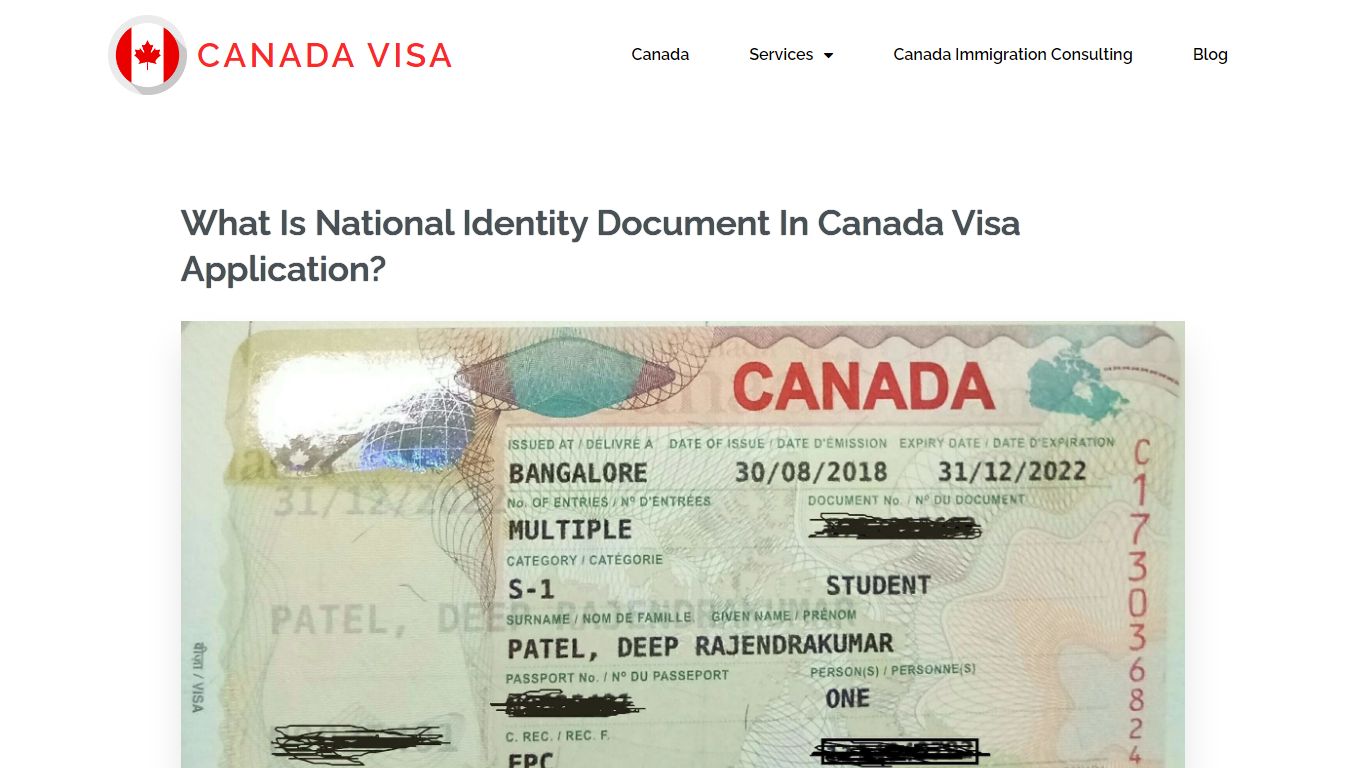 What Is National Identity Document In Canada Visa Application?