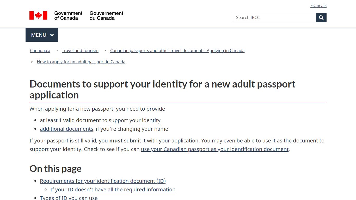 Documents to support your identity for a new adult passport ... - canada.ca