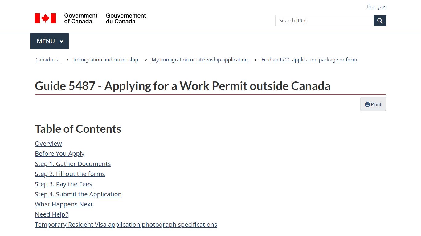 Guide 5487 - Applying for a Work Permit outside Canada