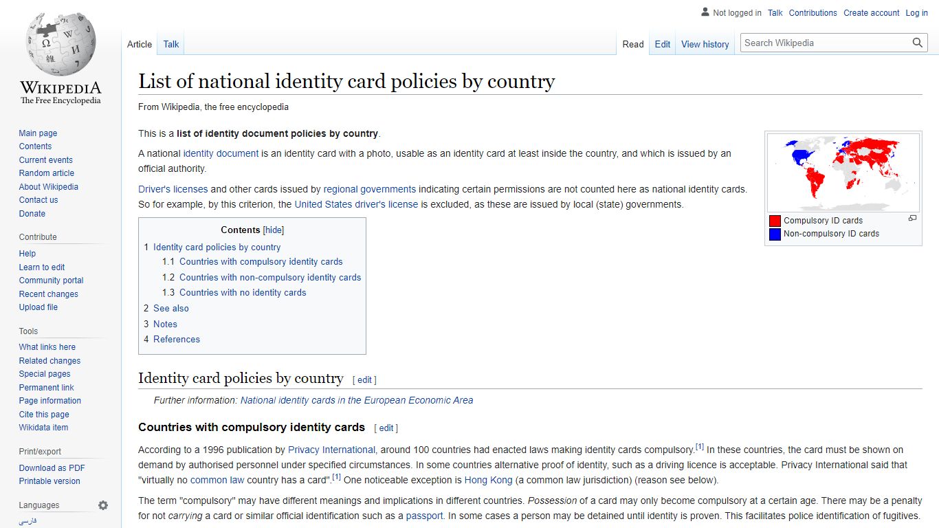 List of national identity card policies by country - Wikipedia